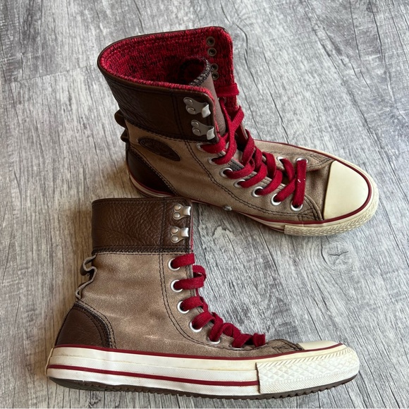 Converse Chuck Taylor Elise Rolldown HiTop Leather Sneakers Wm’s 5.5 EUC - Picture 2 of 11